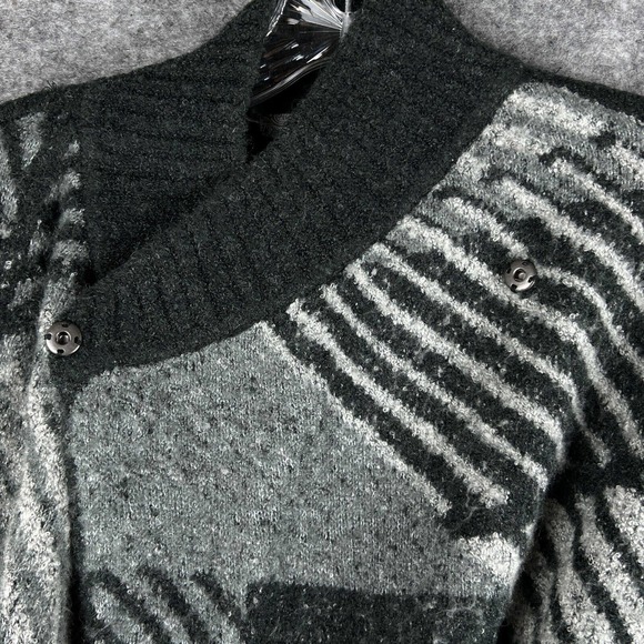 prAna Sweater Womens XS Gray Green Striped Wrap Cardigan Wool Blend CELANDINE - Picture 9 of 15